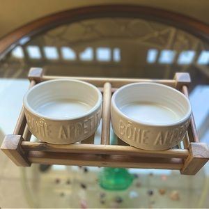 🐾 Rustic 🐾 Dog Bowl Set With Elevated Stand